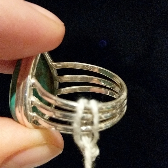 Natural Green Malachite (pilot's stone) 925 silver - Picture 4 of 5